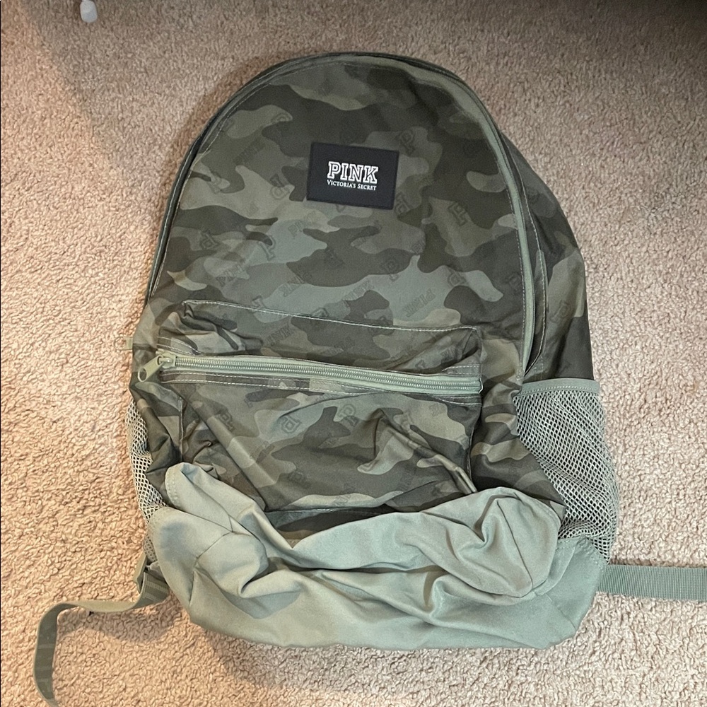 PINK Victoria's Secret Green Camo Backpack